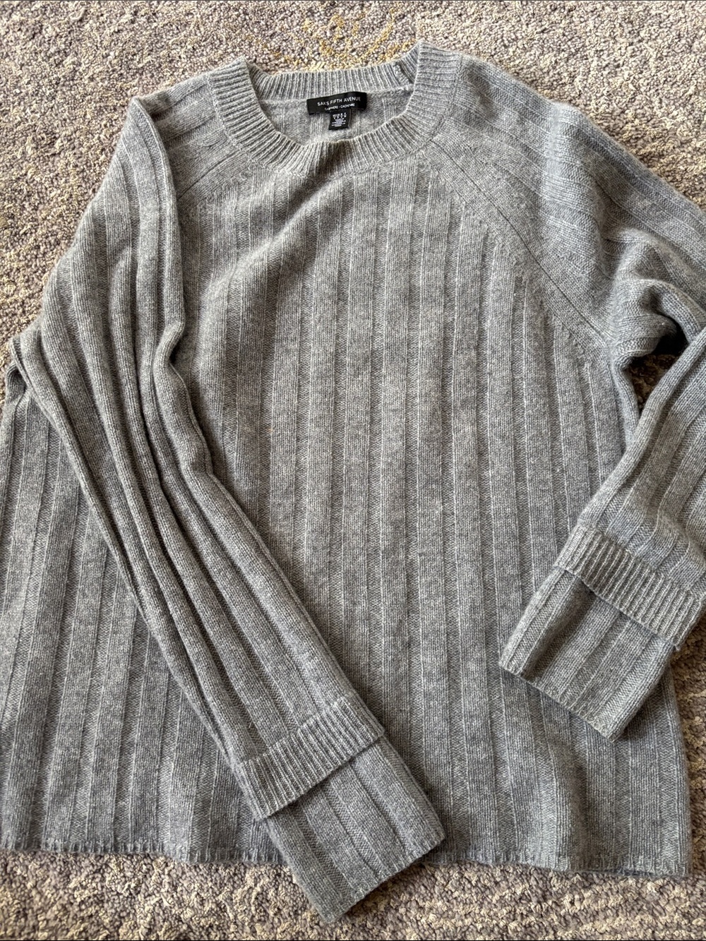 Saks Fifth Avenue Men’s Light Gray Ribbed Crewneck Sweater
